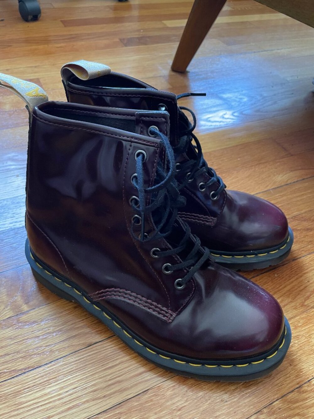 Dr. Martens Vegan 1490 Mid Calf Boots in Cherry Red
